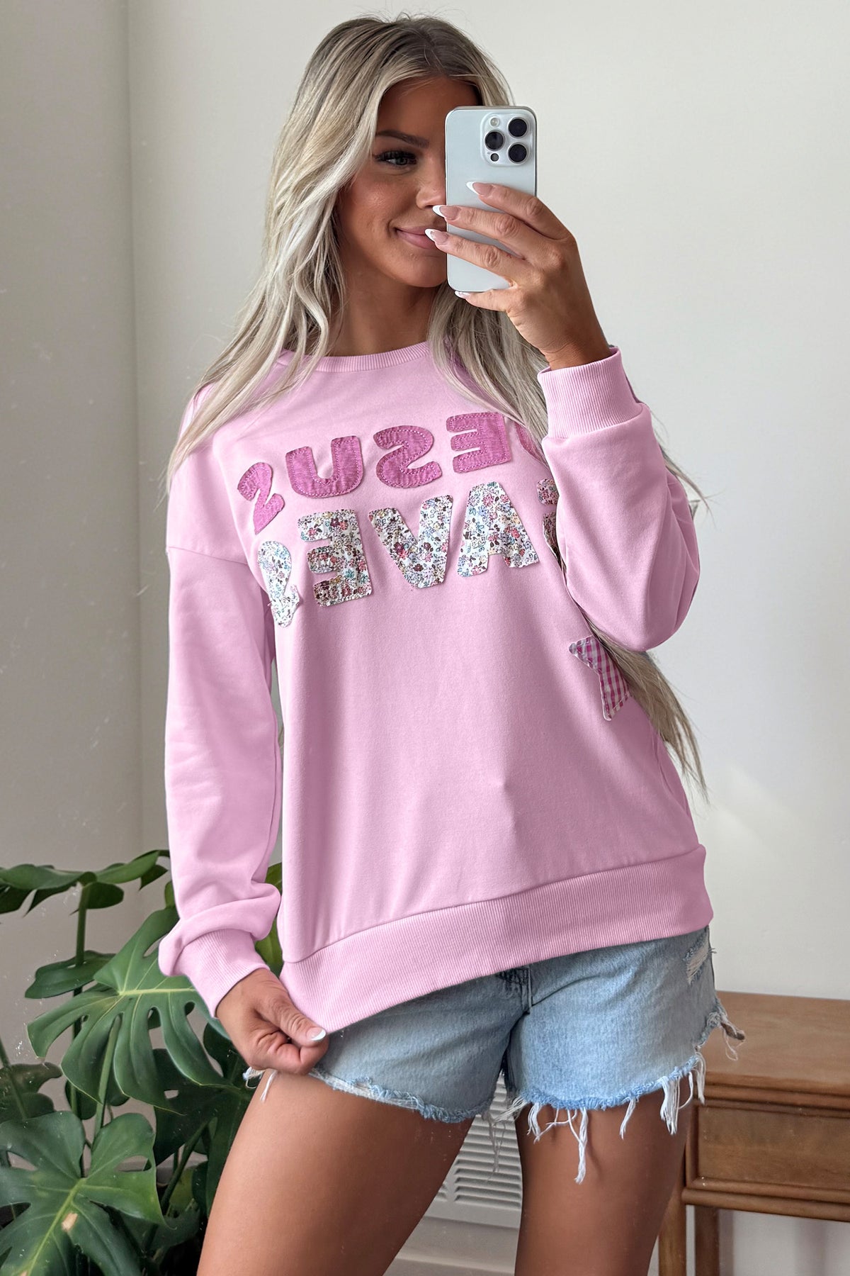 Coffee Patchwork Stars Plaid Unique Floral Letters Baggy Sweatshirt