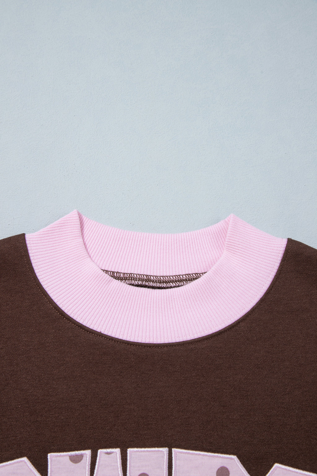 Pink Contrast Polka Dot Letter Graphic Colorblock Tunic Sweatshirt