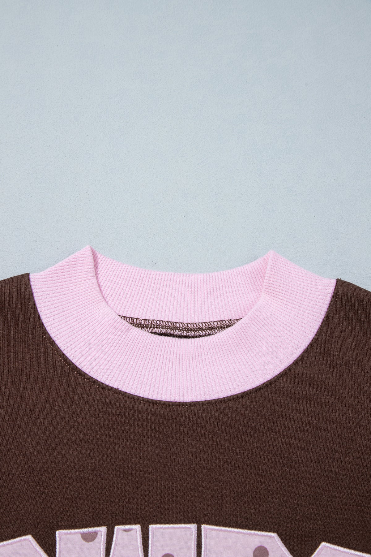Pink Contrast Polka Dot Letter Graphic Colorblock Tunic Sweatshirt