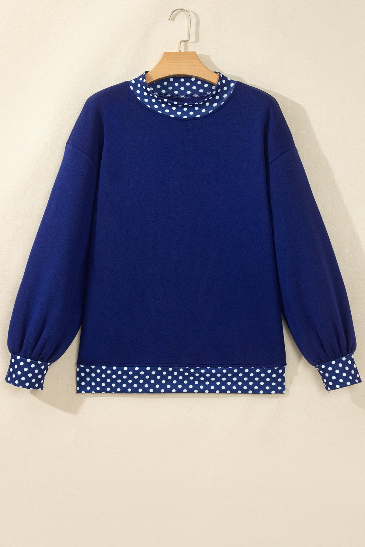 Red Colorblock Polka Dot Contrast Trim Oversized Sweatshirt