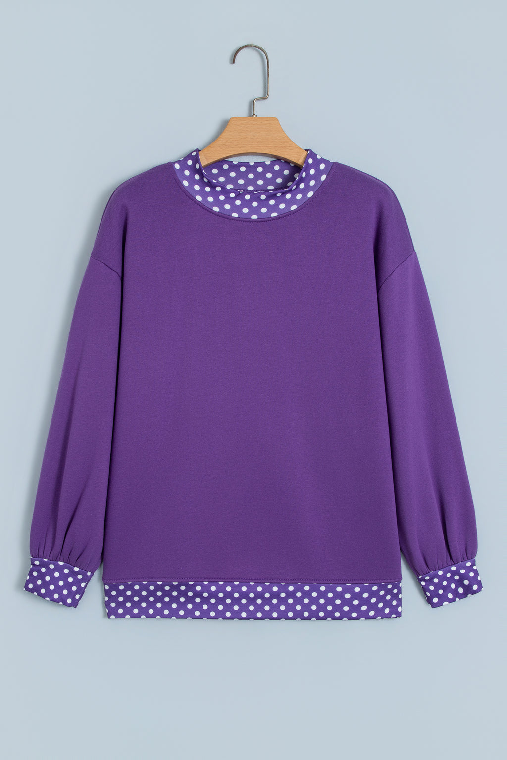 Red Colorblock Polka Dot Contrast Trim Oversized Sweatshirt