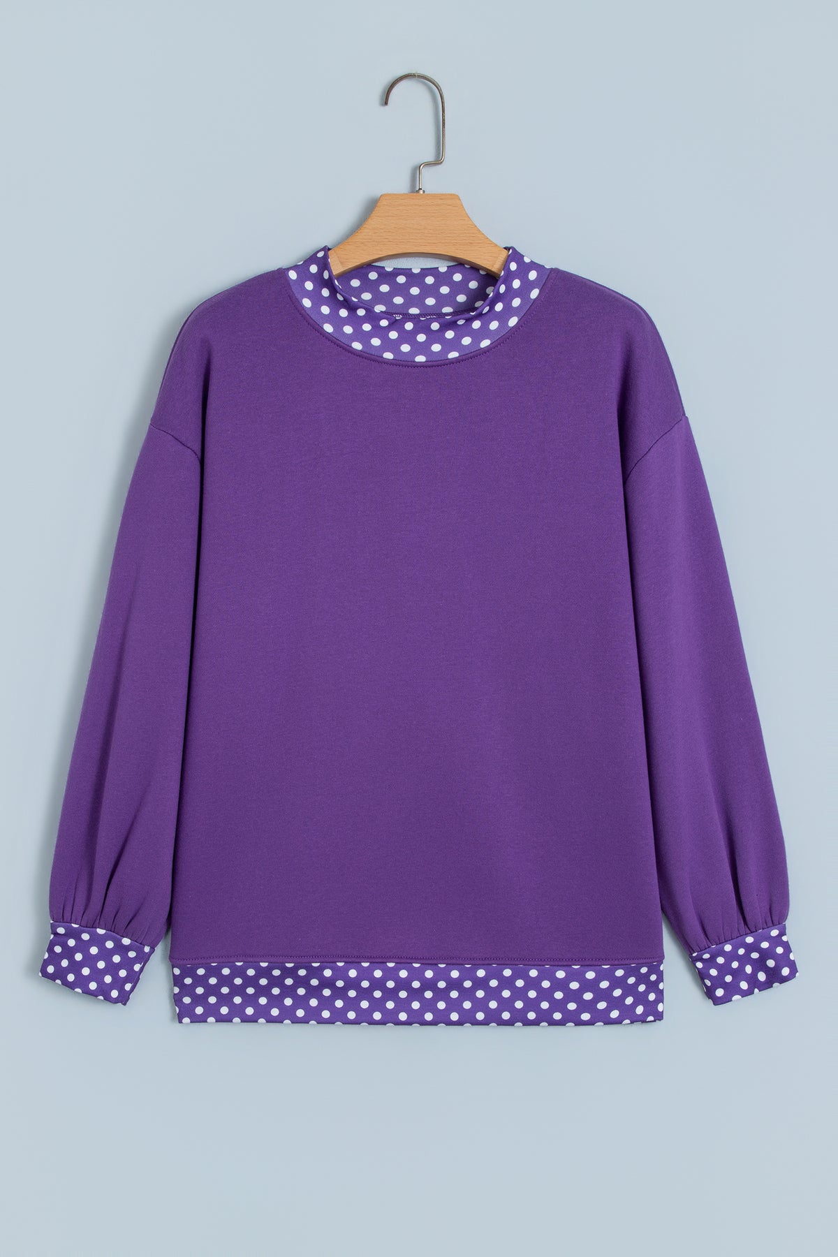 Red Colorblock Polka Dot Contrast Trim Oversized Sweatshirt