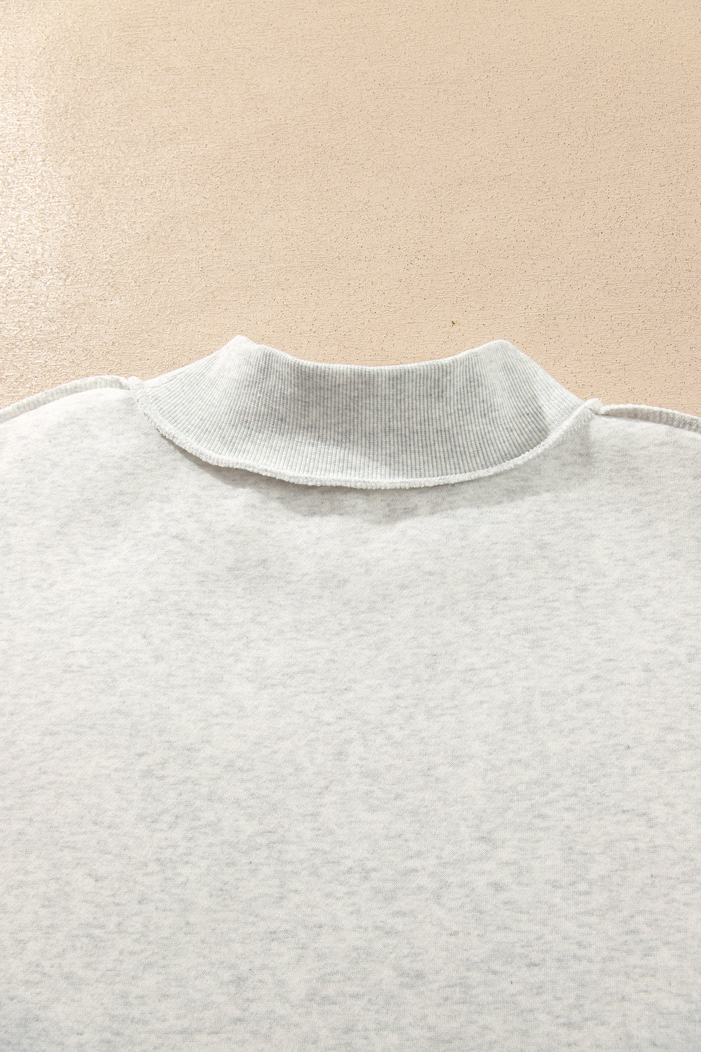 Gray MERRY Embroidered Letter High Neck Tunic Pullover Sweatshirt