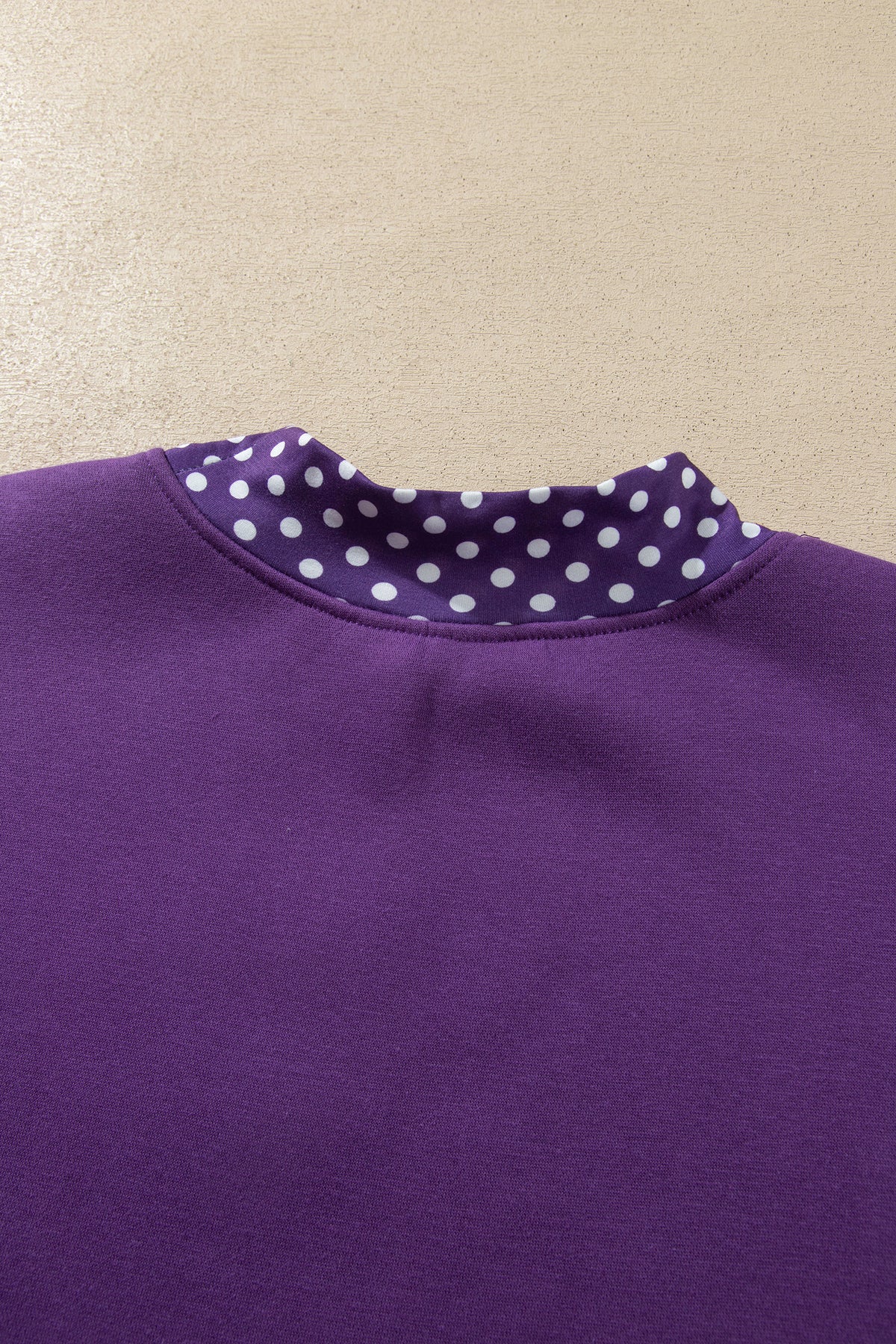 Brown Polka Dot Patchwork Round Neck Plus Size Sweatshirt