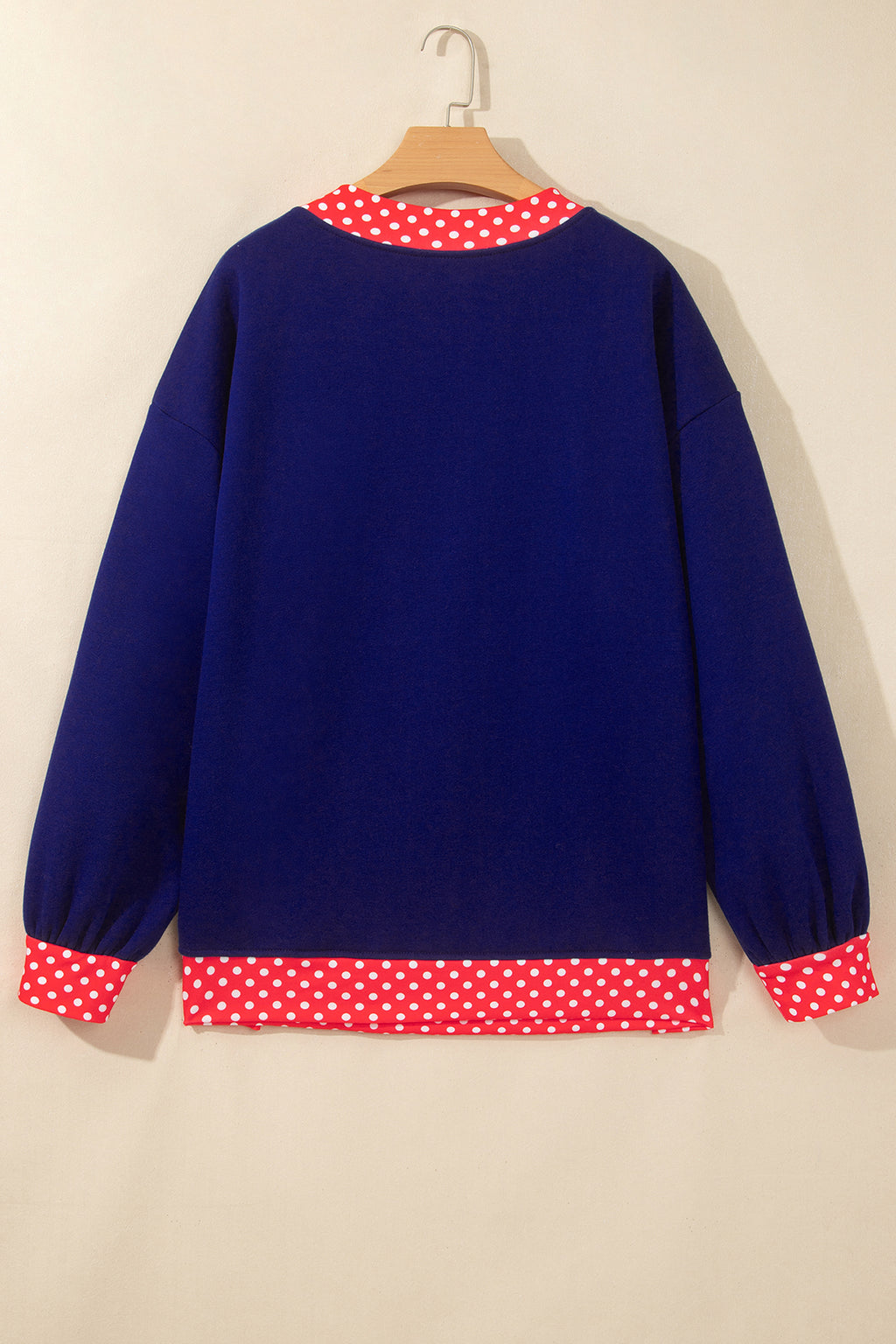 Red Colorblock Polka Dot Contrast Trim Oversized Sweatshirt
