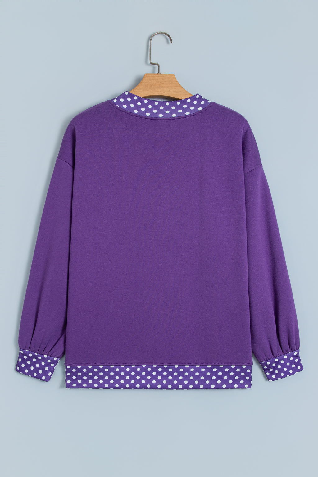 Red Colorblock Polka Dot Contrast Trim Oversized Sweatshirt