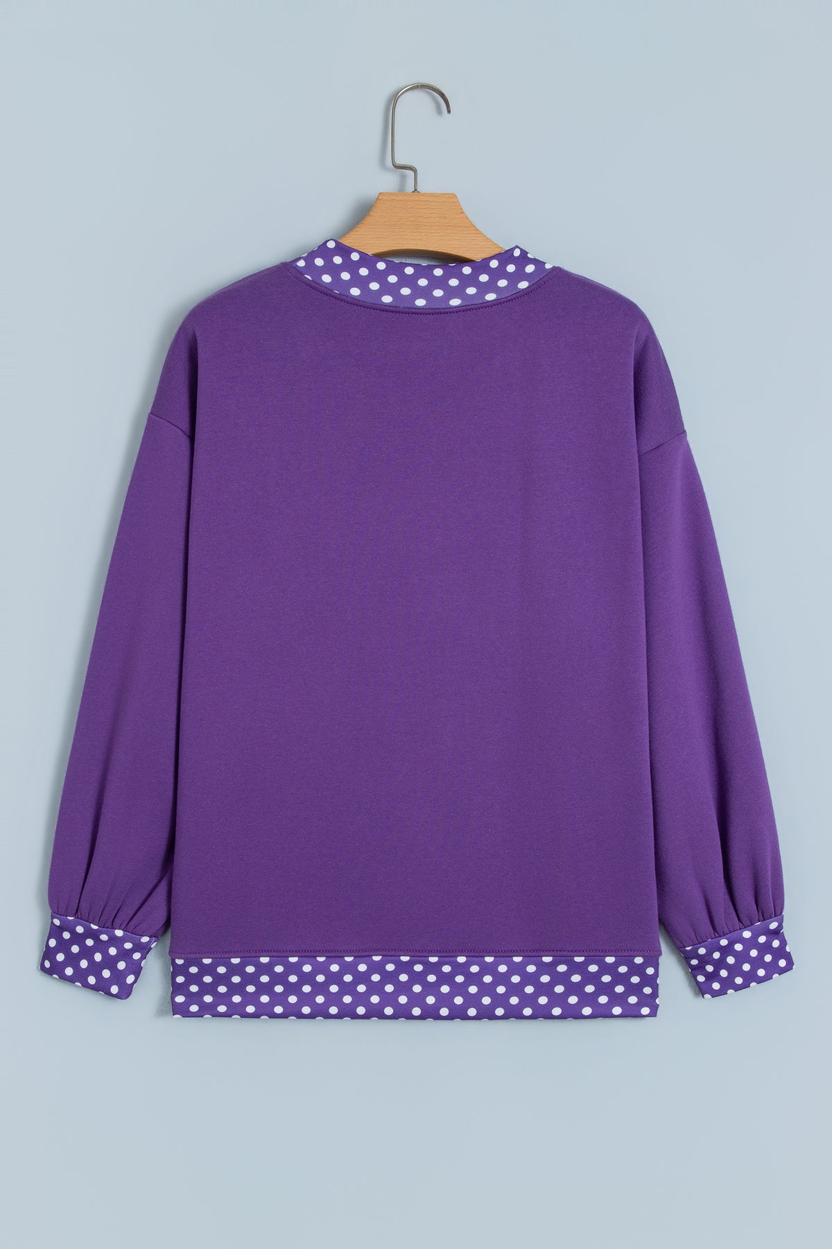 Red Colorblock Polka Dot Contrast Trim Oversized Sweatshirt
