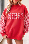 Gingham Plaid Oversized Pullover Sweatshirt