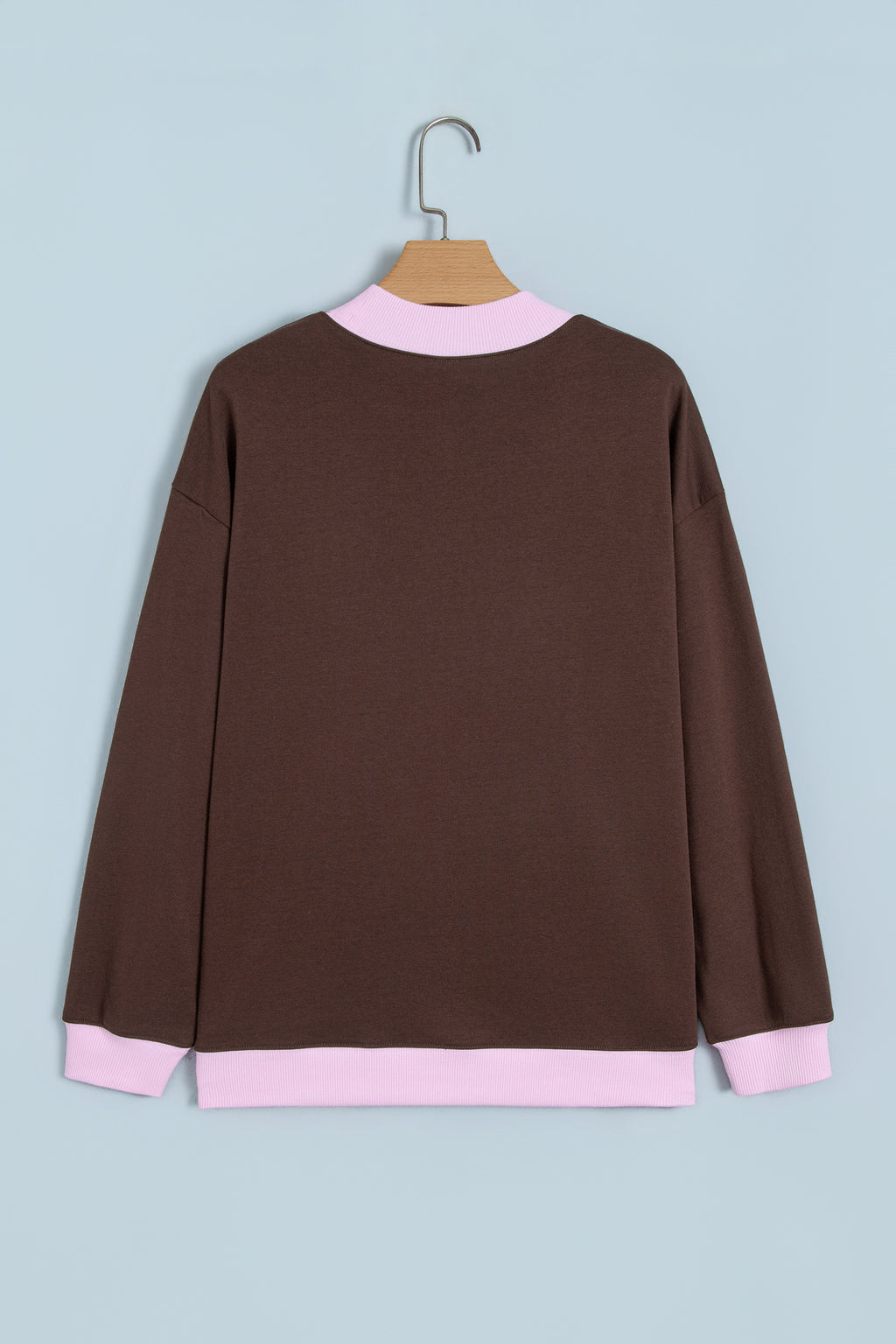Pink Contrast Polka Dot Letter Graphic Colorblock Tunic Sweatshirt