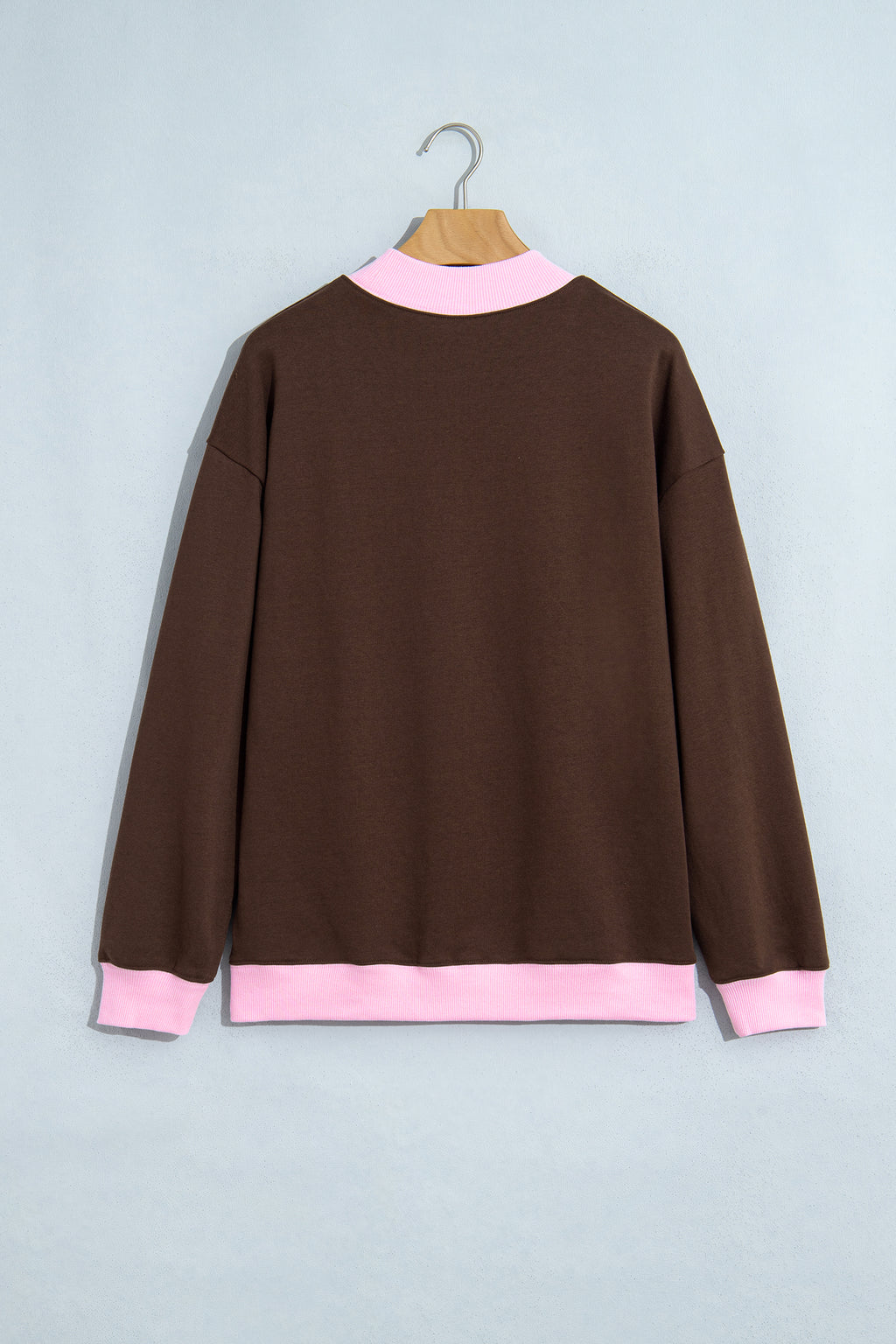 Pink Contrast Polka Dot Letter Graphic Colorblock Tunic Sweatshirt