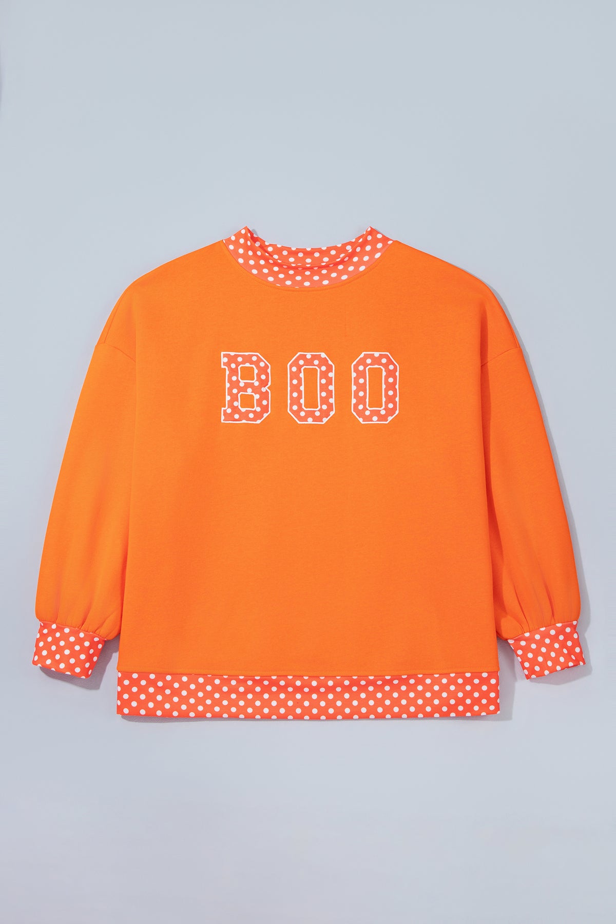 Dirty blue Casual Polka Dot Patchwork Letter Graphic Plus Size Sweatshirt