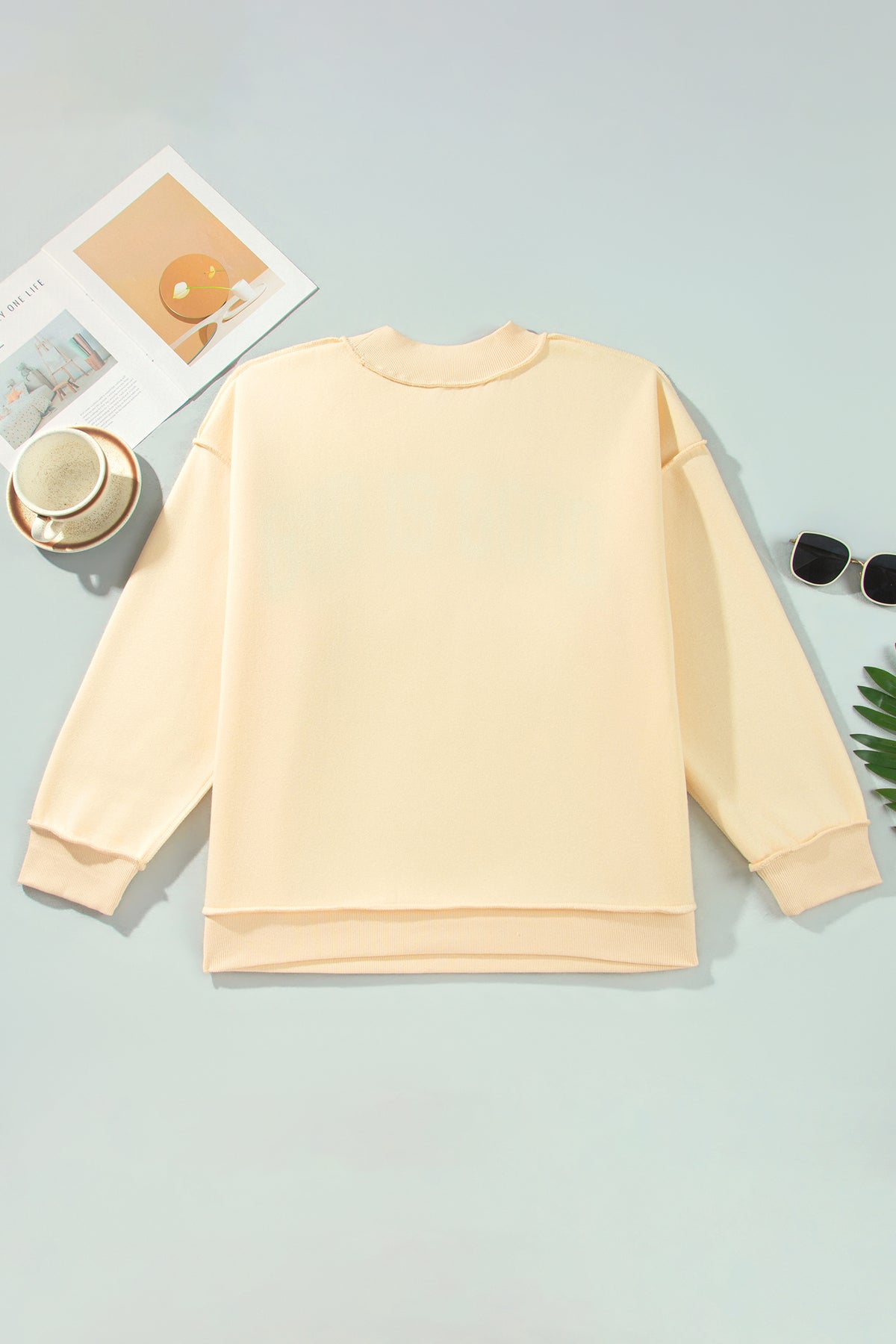 Yellow Jesus Slogan Stand Neck Long Sleeve Oversized Tunic Plus Size Sweatshirt