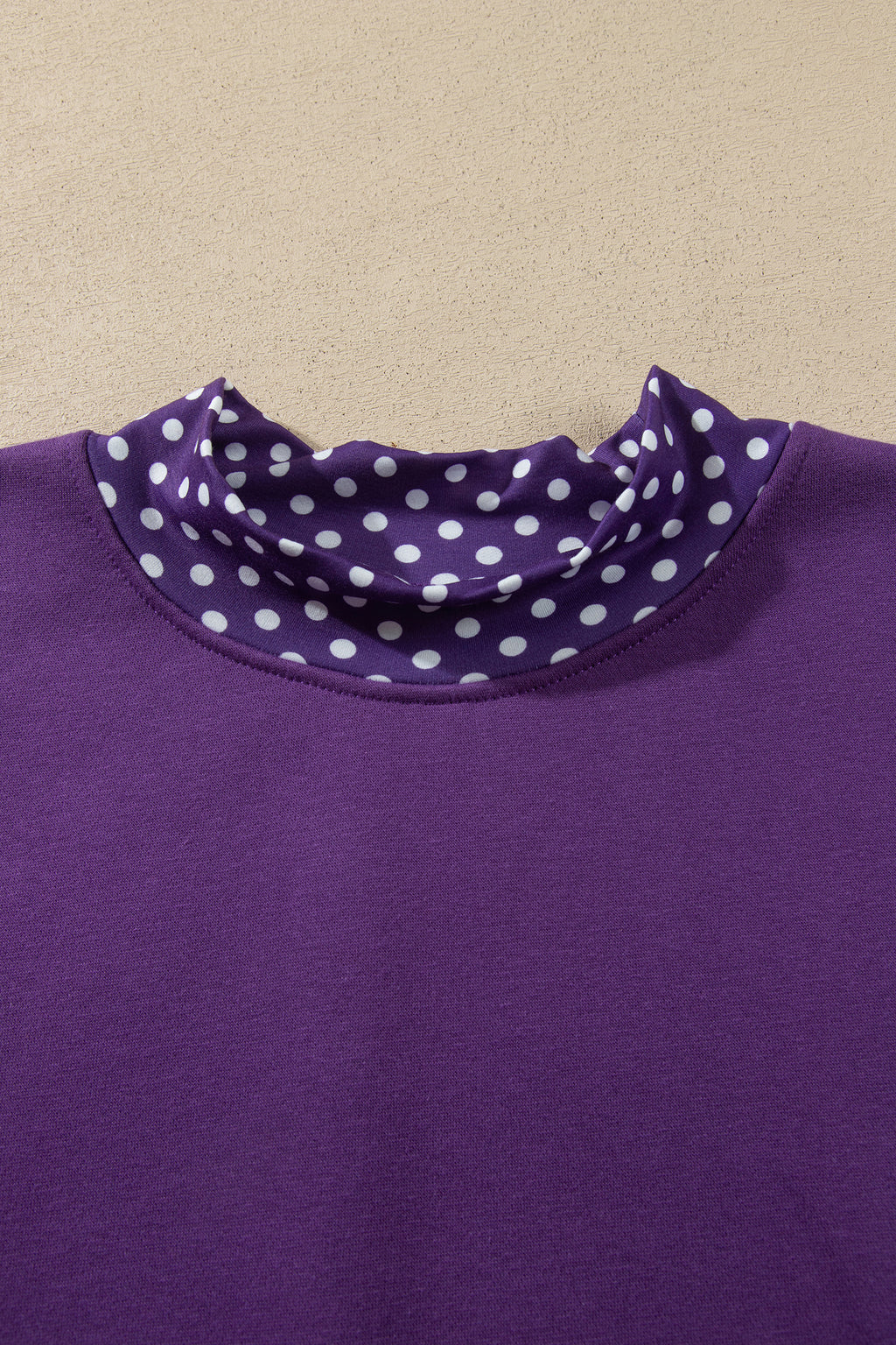 Brown Polka Dot Patchwork Round Neck Plus Size Sweatshirt