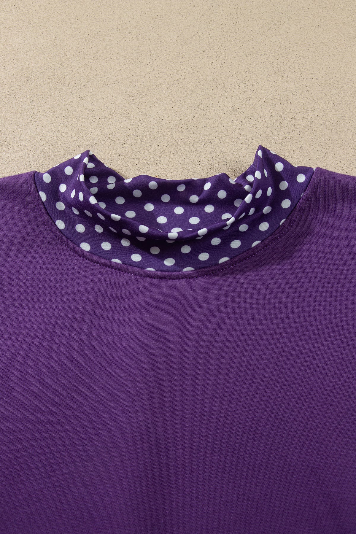 Brown Polka Dot Patchwork Round Neck Plus Size Sweatshirt