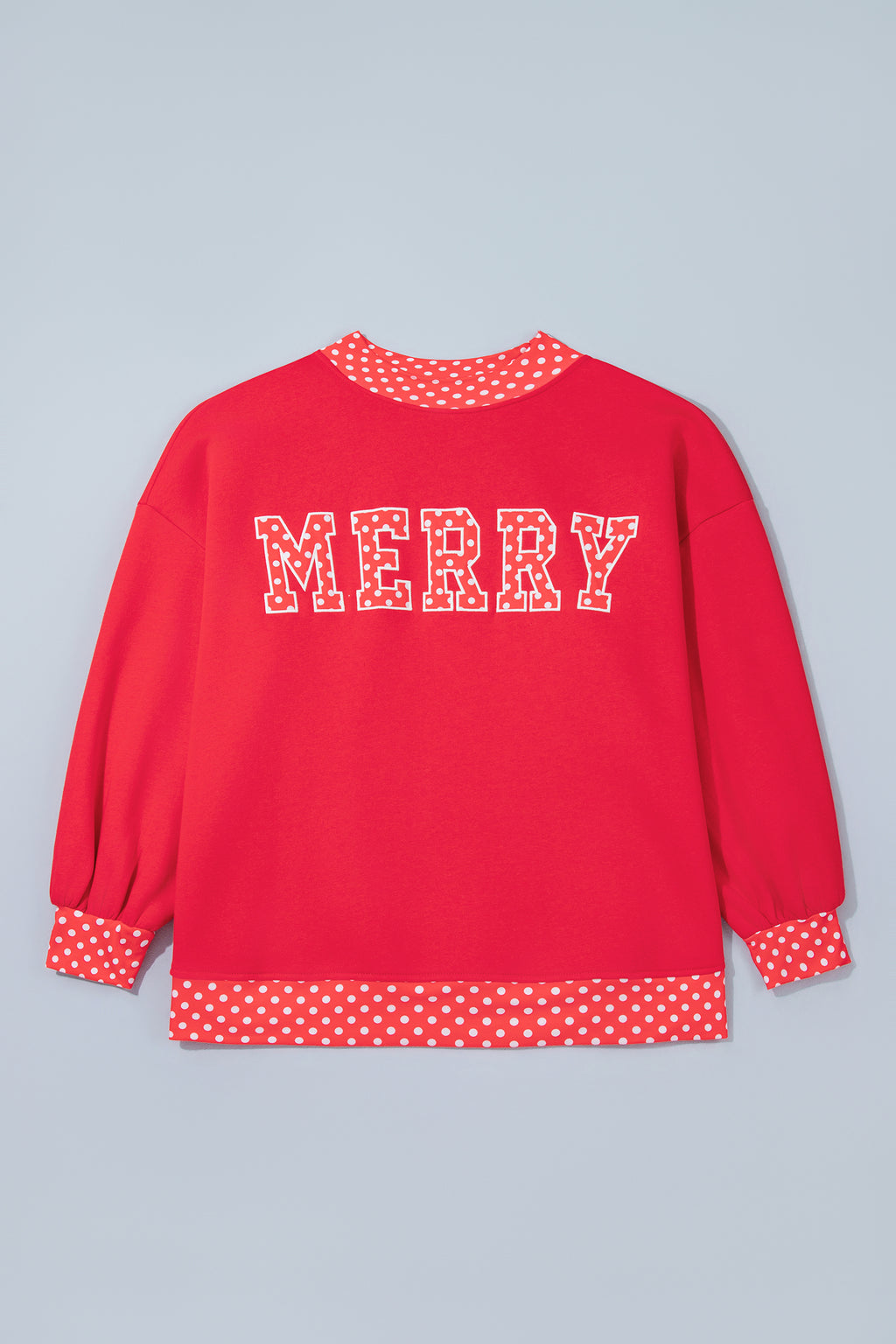 Dirty blue Casual Polka Dot Patchwork Letter Graphic Plus Size Sweatshirt