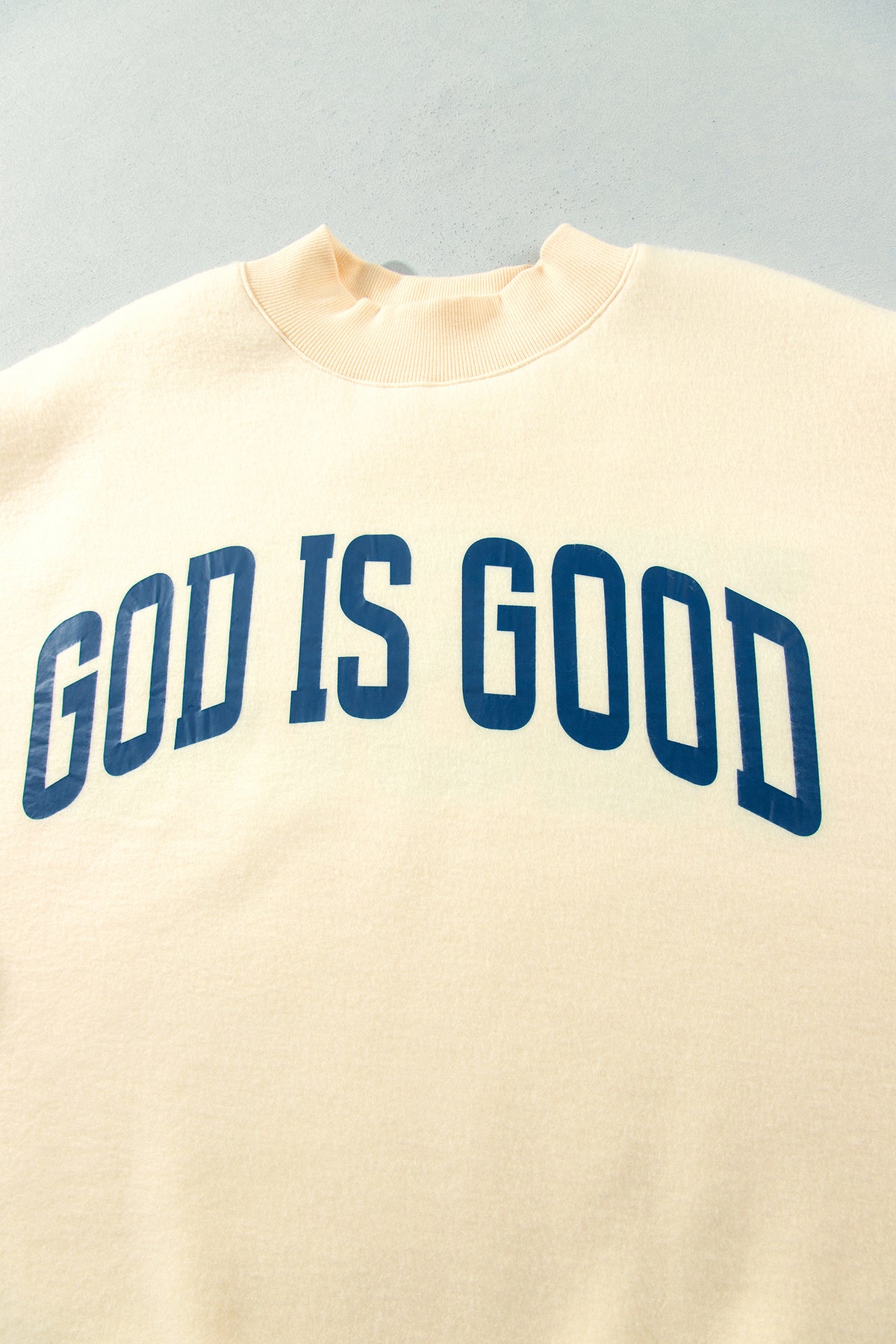 Yellow Jesus Slogan Stand Neck Long Sleeve Oversized Tunic Plus Size Sweatshirt