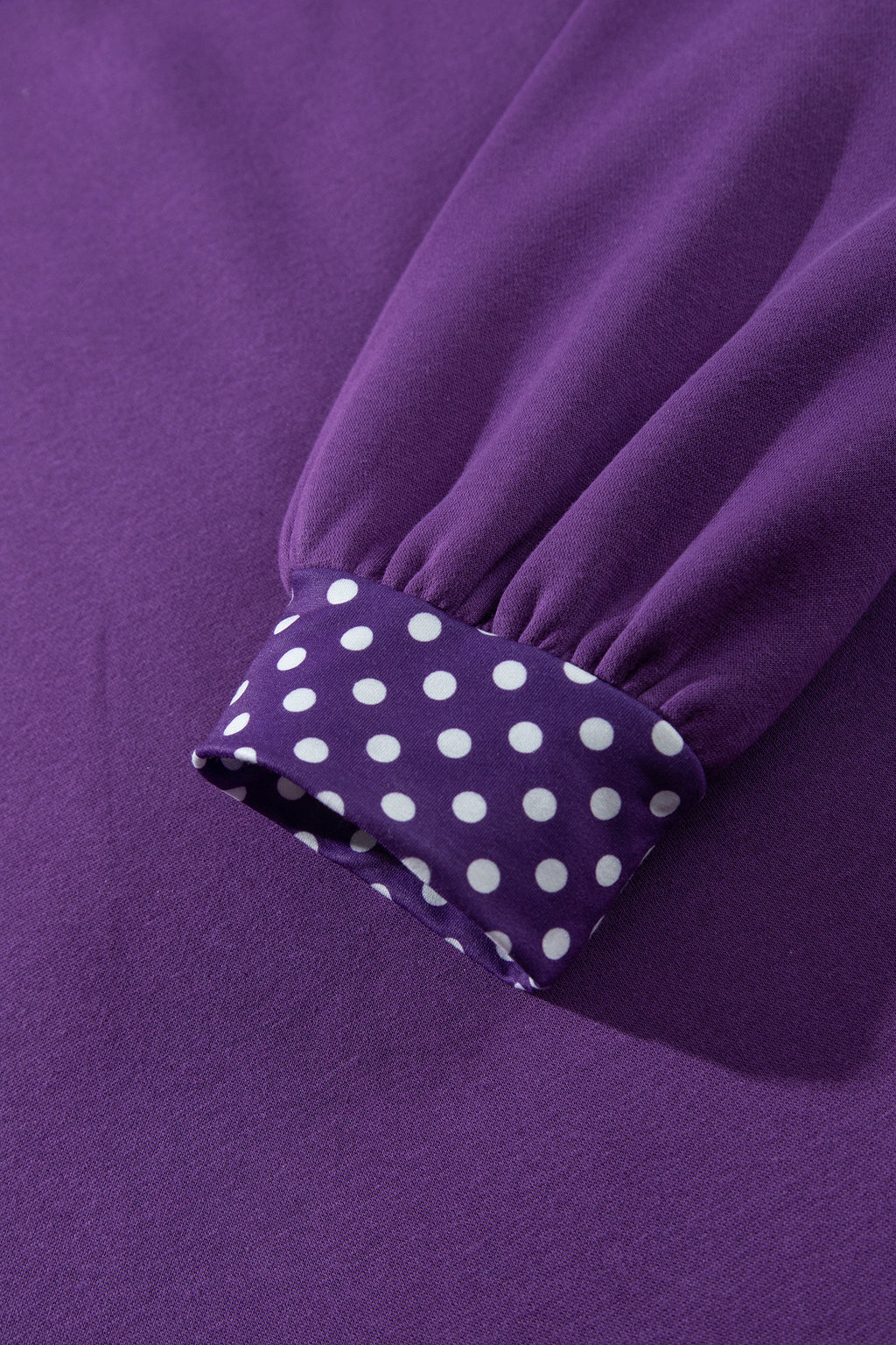 Brown Polka Dot Patchwork Round Neck Plus Size Sweatshirt