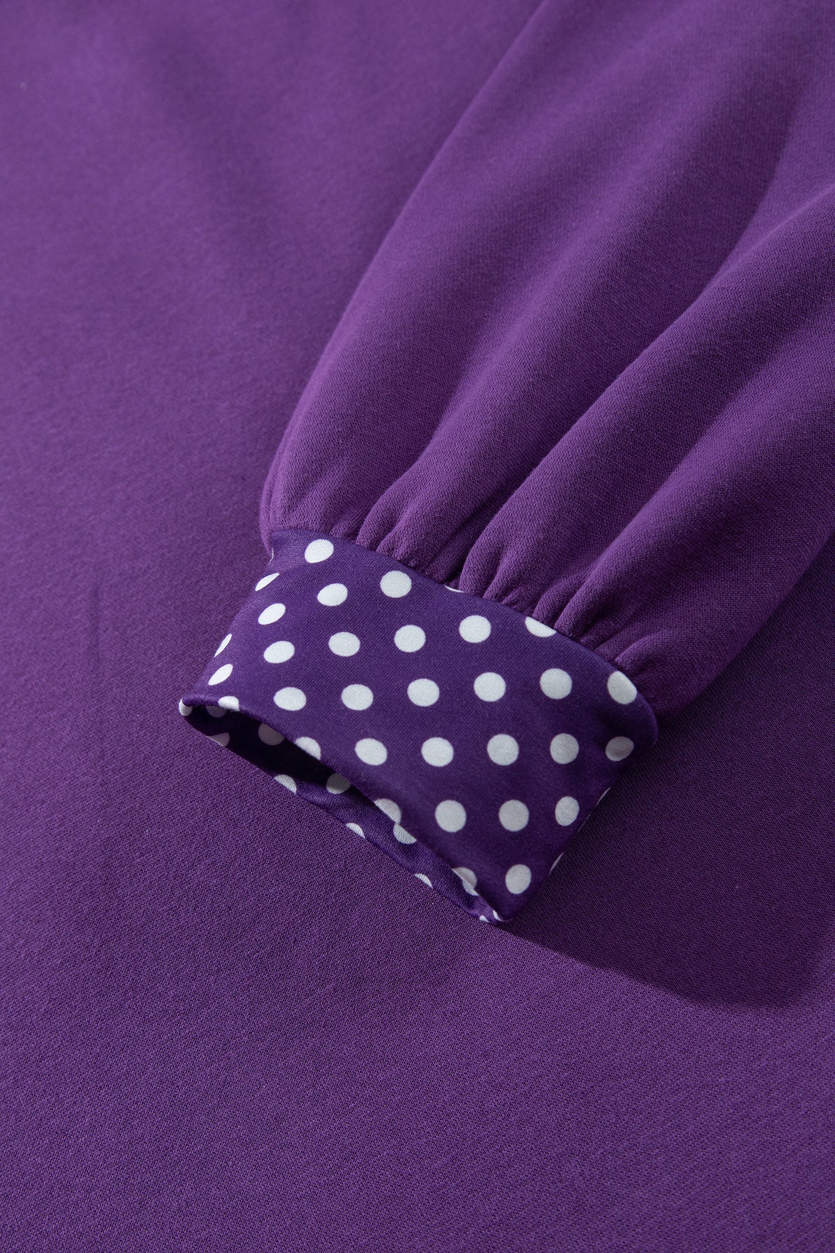 Brown Polka Dot Patchwork Round Neck Plus Size Sweatshirt